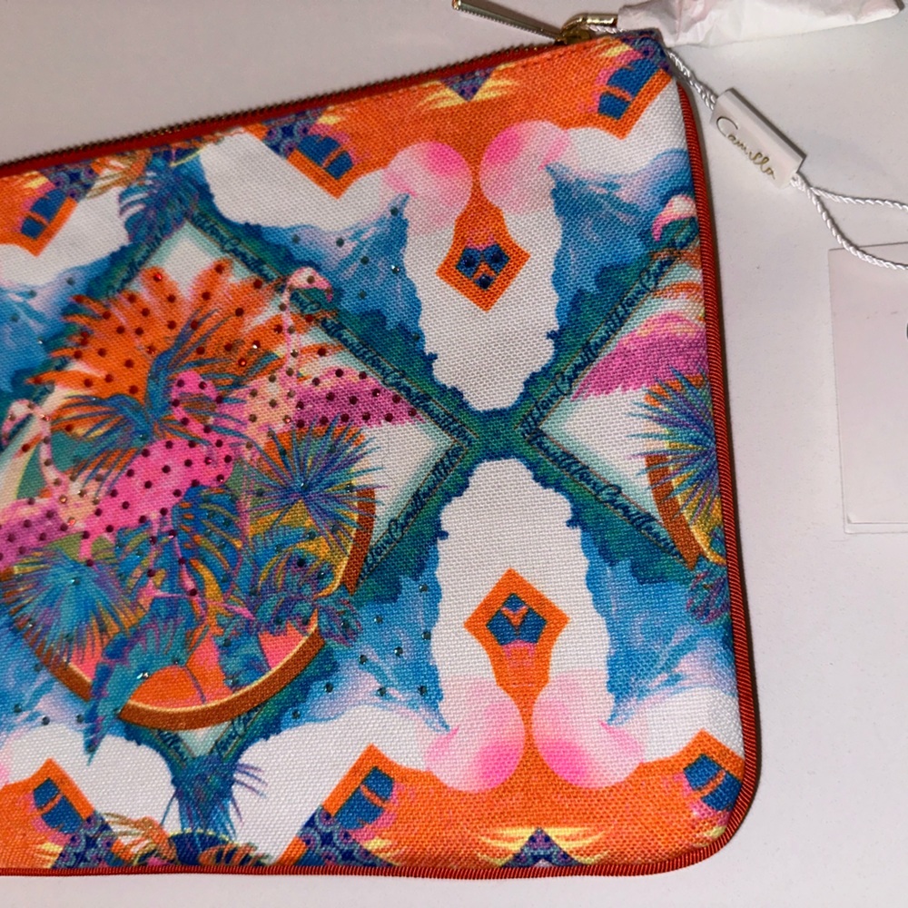 CAMILLA *Flamenco Flamingo* vibrant boho print canvas clutch pouch purse bag - Picture 4 of 6